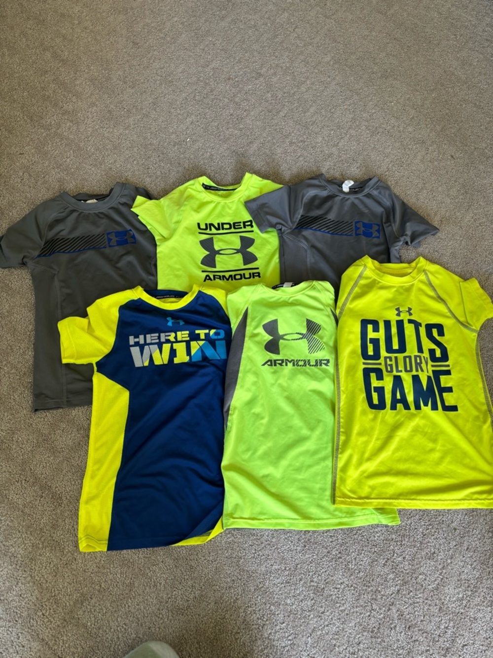 Under Armour Boys' Neon Yellow & Gray Athletic Tees - 6-Pack Active Shirts